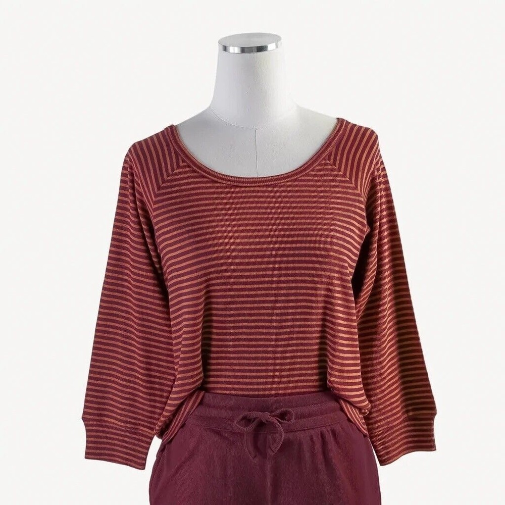 Kate Quinn Burgundy Striped Long Sleeve Top